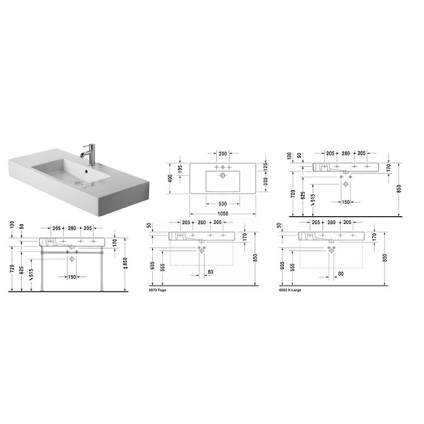 раковина накладная/подвесная duravit vero 0329100830