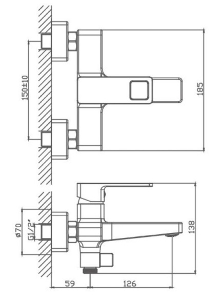смеситель для ванны haiba hb60615-7 черный матовый
