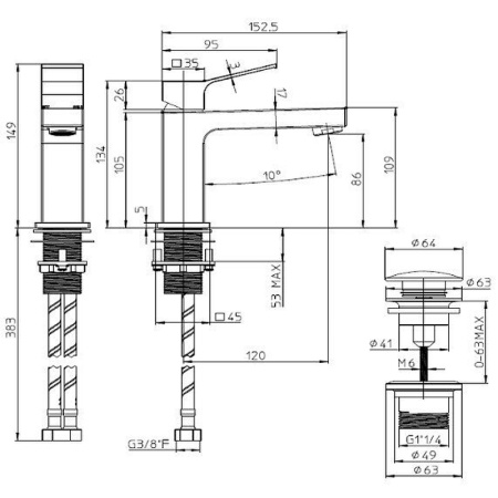 смеситель для раковины bossini aki z00707.094 никель шлифованный