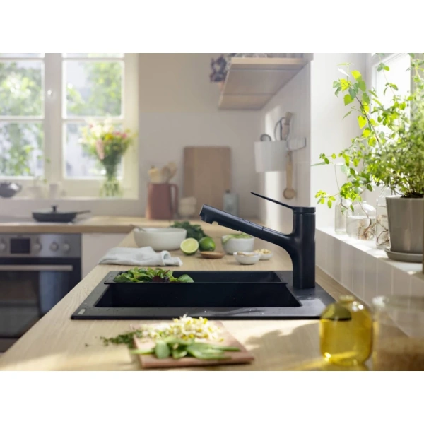 смеситель для кухни hansgrohe zesis m33 sbox lite 74803670, черный матовый