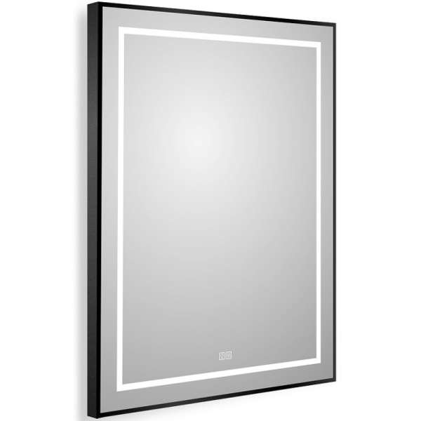 зеркало belbagno kraft 70 spc-kraft-700-900-led-tch-warm-nero с подсветкой черное с сенсорным выключателем и подогревом
