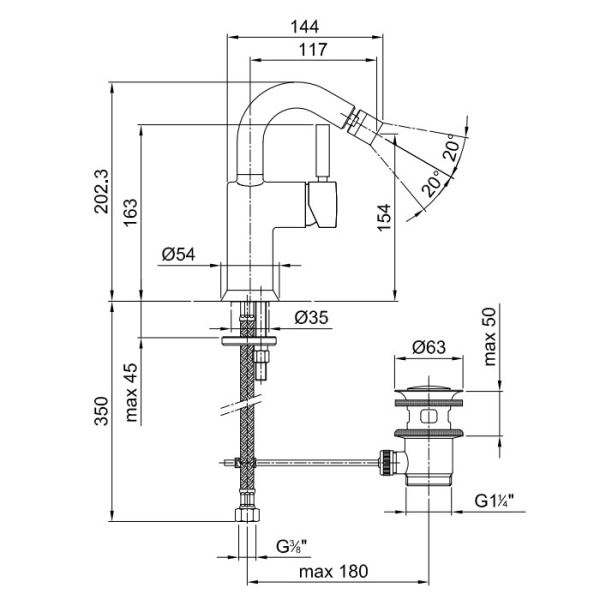 смеситель для биде fantini cafe 42 02 1808f
