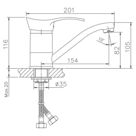 смеситель для раковины haiba hb4501-2 цвет хром