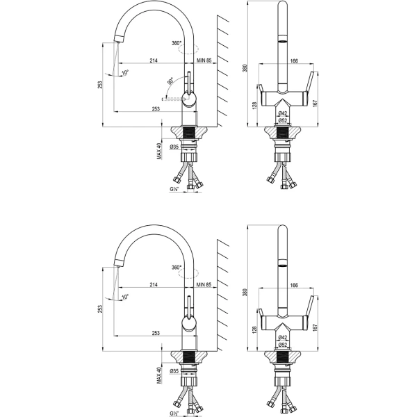 смеситель для кухни lemark minima lm3861c с подключением к фильтру, хром