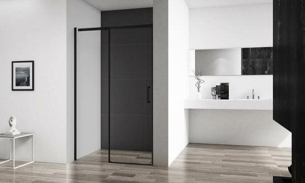 душевая дверь belbagno acqua 150 acqua-bf-1-150-c-nero профиль черный стекло прозрачное