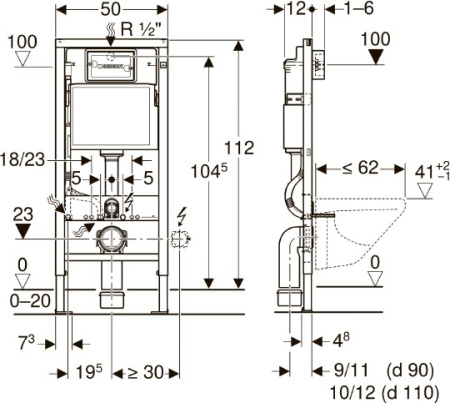 система инсталляции для унитазов geberit duofix 458.128.11.1 4 в 1 с кнопкой смыва
