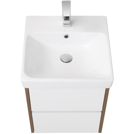 тумба с раковиной белый глянец/дуб рустикальный 45 см акватон сканди 1a2516k0sdz90