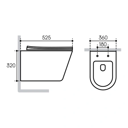 унитаз aqueduto cone con0120 подвесной, безободковый, сиденье с микролифтом, 52.5х36 см, белый матовый