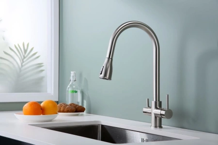 смеситель для кухни paulmark lange la214212-ni с подключением к фильтру, цвет никель