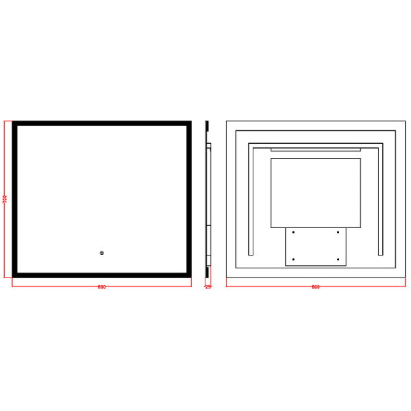 зеркало boheme modern 80x70 544-080 с подсветкой с сенсорным выключателем