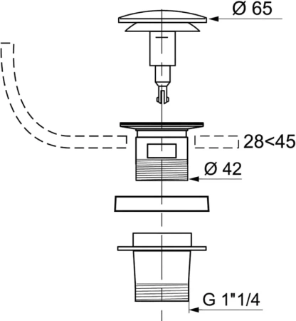 донный клапан wirquin 30717648 для раковины, с переливом, хром