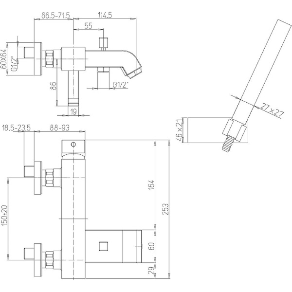 смеситель для ванны с душем paini q 19cr105km цвет хром