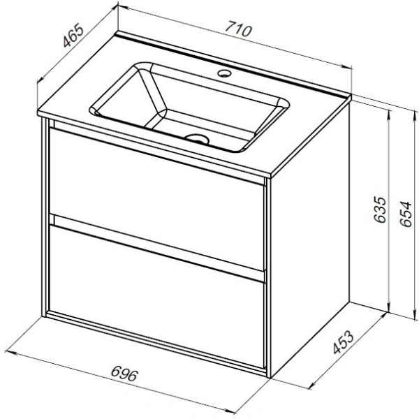 тумба под раковину aquanet милан 00336383 69.6x45.3 см, дуб светлый