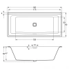 акриловая ванна riho still square 180x80 led l b099034005, заполнение через перелив