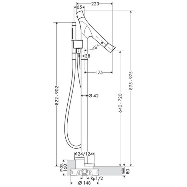 термостат напольный для ванны axor starck organic 12016000