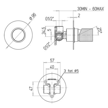 смеситель для душа paini cox grip 7gcr690