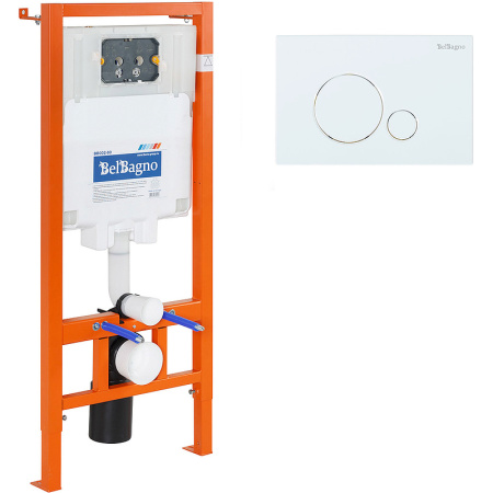 комплект унитаза с инсталляцией belbagno uno bb3105chr/sc/bb002-80/bb014-sr-bianco с сиденьем микролифт и белой клавишей смыва