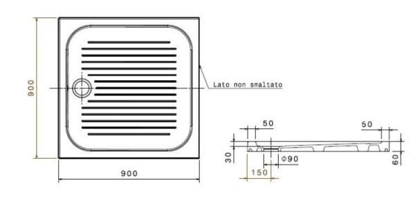душевой поддон galassia flat 1027 90×90 белый