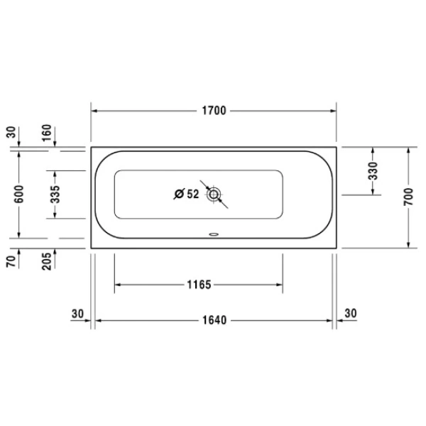 акриловая ванна duravit happy d.2 170x70 (700311)