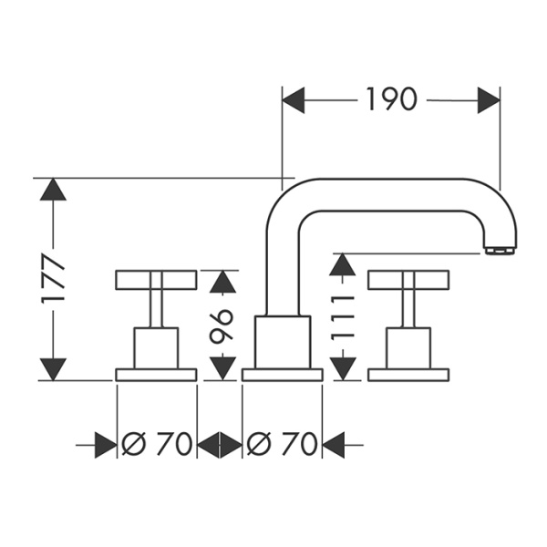 смеситель axor citterio на борт ванны, на 3 отв., цвет: шлифованное золото