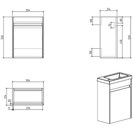 тумба под раковину belbagno pietra mini 40 pietra mini-400-1a-so-bl-r подвесная bianco lucido