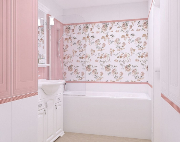 Керамическая плитка Kerama Marazzi Монфорте розовый панель обрезной 14007R настенная 40х120 см