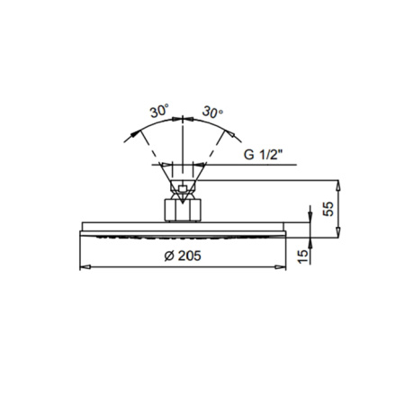 верхний душ 20 см fantini ak/25 86 13 8113 черный матовый