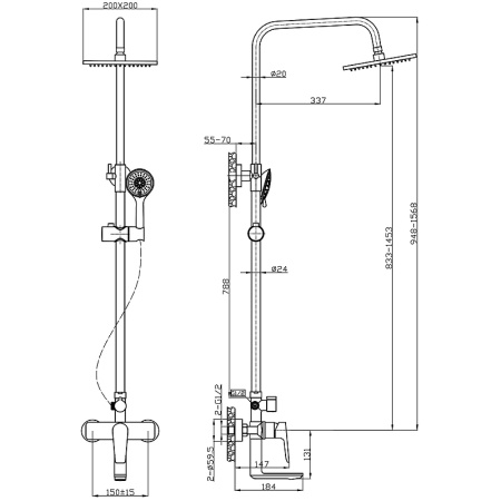 душевая система agger brilliant a0393300 цвет хром