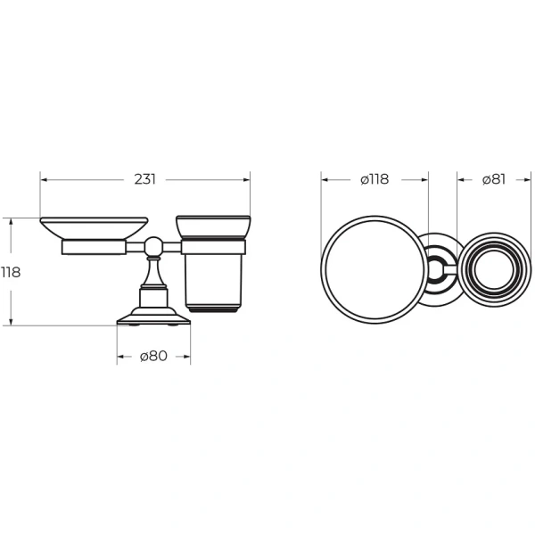 Стакан для зубных щеток с мыльницей Cezares Aphrodite APHRODITE-STTP-03/24 Золото 24 карат