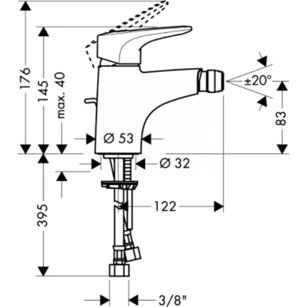 смеситель hansgrohe metropol e 14270000 для биде, с донным клапаном, хром