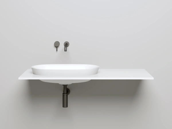 раковина salini marea 01 1802201m полувстраиваемая, 64.5x38.7 см, из искусственного камня s-stone, белая матовый