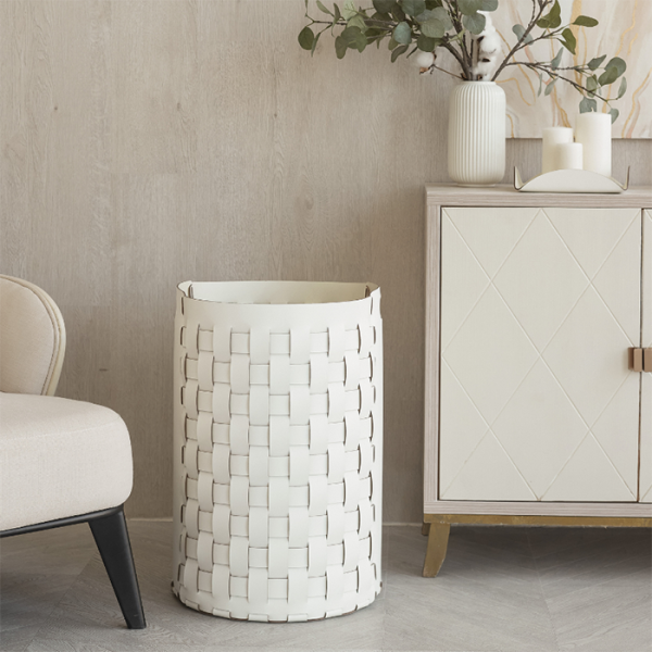 Корзина ADJ Bottega 2035.10/16 для мусора, круглая Ø22xH35 см, белый/панна котта