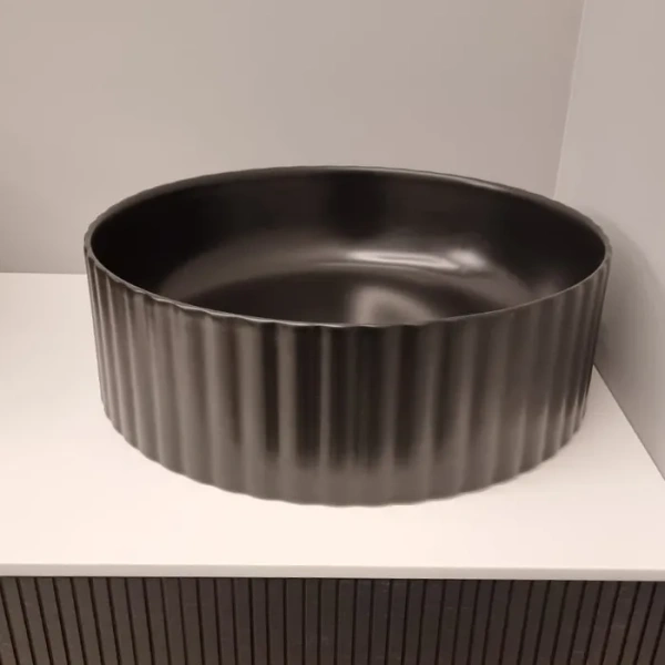 раковина artceram millerighe osl010 17 00 накладная, ø44xh14.5 см, matt black