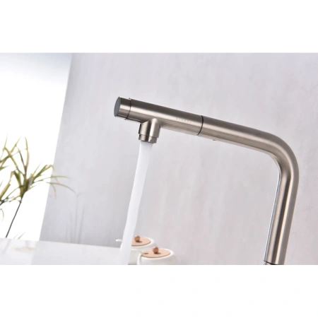 смеситель для кухни с подключением к фильтру paulmark viper vi213105-ni, цвет никель