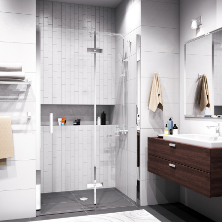 дверь для душевой кабины wasserkraft aller 120 r 10h05r профиль хром, стекло прозрачное