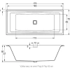 акриловая ванна riho still square elite 170x75 r b100030005 (bd1300500000000) без гидромассажа