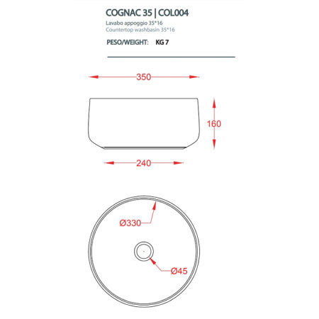 раковина artceram cognac col004 17 34 накладная, без отв., без перелива, на столешницу, saniglaze, ø35xh16 см, черный матовый