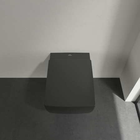 унитаз villeroy&boch memento 2.0 4633r0r7 подвесной, безоботквый, без сиденья, pure black с ceramicplus