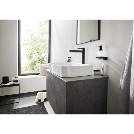 крючок hansgrohe addstoris 41755670 двойной, для ванны, черный матовый