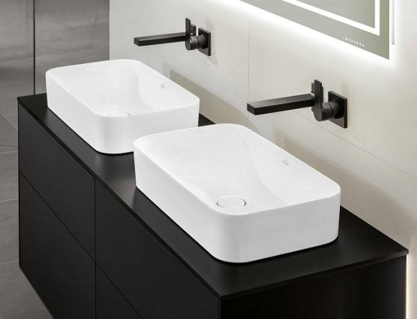раковина villeroy & boch finion 414361rw накладная, 60x35 см, stone white (белый матовый) с покрытием ceramicplus