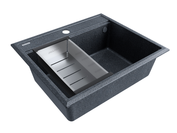 мойка stepia 60, it-granit + коландер advance брашированная нерж. сталь, pm115951-dg+a375-bs