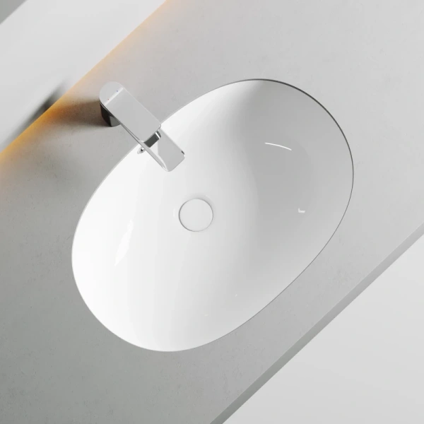 раковина ceramicanova element cn6044 встраиваемая, снизу, 56.5x38.5 см, белая