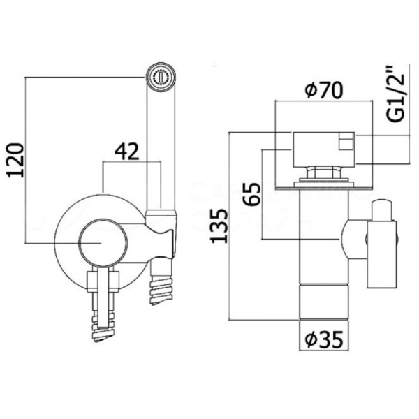 гигиенический душ со смесителем webert pegaso pe870303560 черный матовый