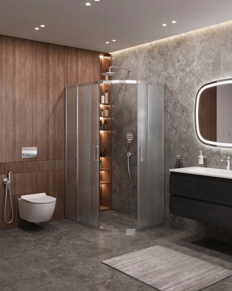 душевой уголок cezares molveno 120x100 molveno-rh-2-120/100-p-cr профиль хром стекло рифленое