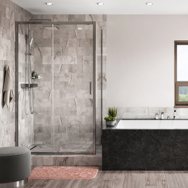 душевой уголок wasserkraft main 41s16 110х100 см, профиль цвет хром, стекло прозрачное