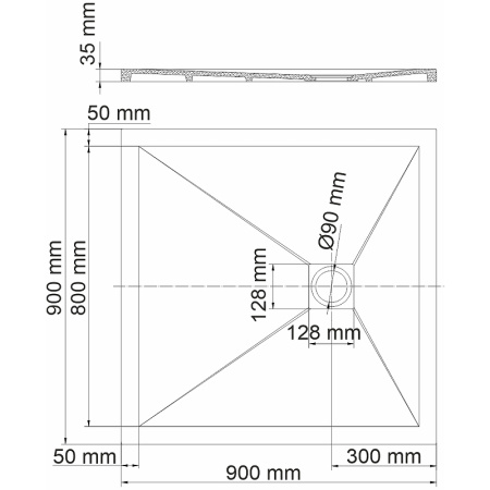 душевой поддон из искусственного камня wasserkraft dill 90×90 61t03 черный матовый