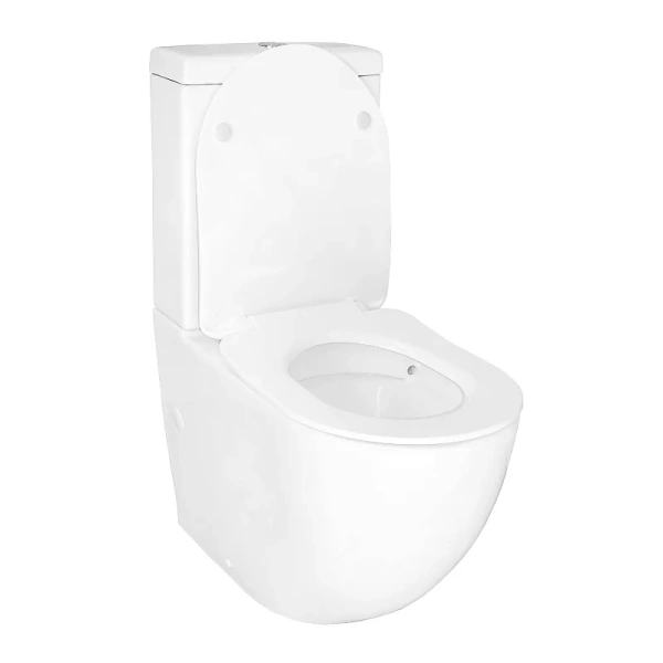 унитаз компакт azario renda az-8693 глянцевый белый напольный, безободковый, с бачком и сиденьем микролифт, 61.5х36.5х84 см, белый