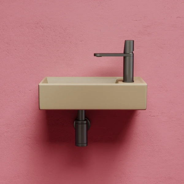 раковина ceramicanova element cn6051lmc подвесная, чаша слева, 41.7х21.7 см, капучино матовая