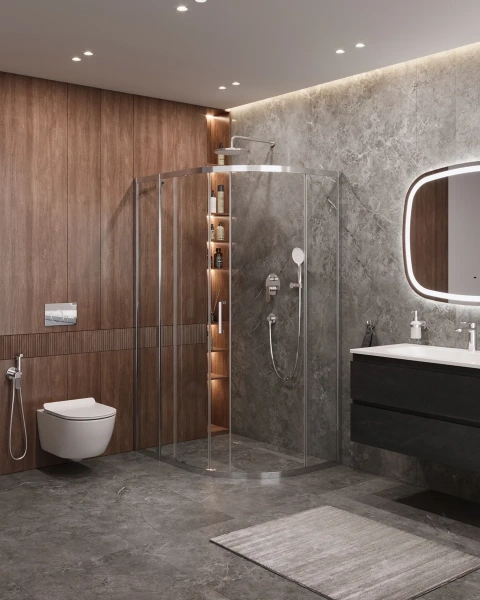 душевой уголок cezares molveno 110x90 molveno-rh-1-110/90-c-cr-iv профиль хром стекло прозрачное