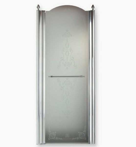 душевая дверь migliore diadema 80 20404 профиль хром, стекло матовое с декором